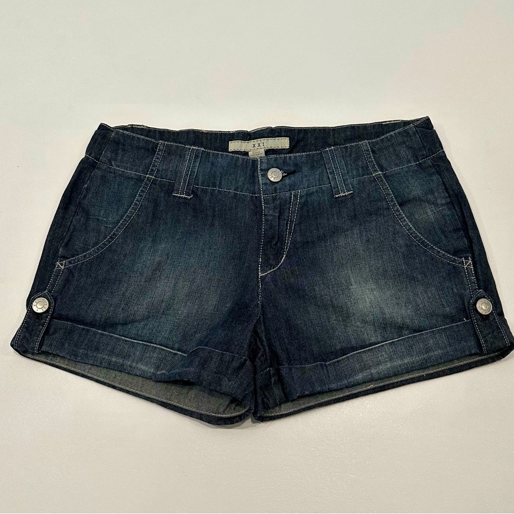XXI Denim Sailor High Rise Dark Wash Cuffed Jean Shorts Womens Size 27
